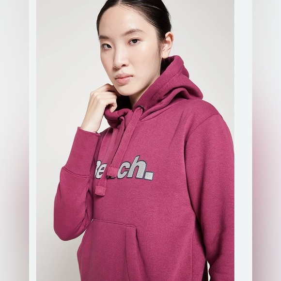 Bench Tops - Bench logo hoody -Berry -Grey- Contrast detail -Logp patch -Sz L- VGUC